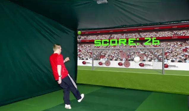 Footballer shooting in football simulator